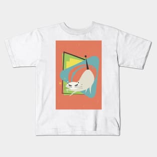 Mid-century modern cat design Kids T-Shirt